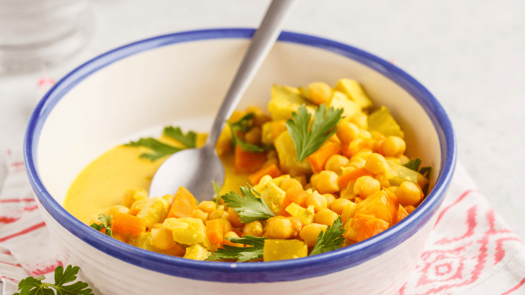 Baby potatoes and chickpeas in green masala