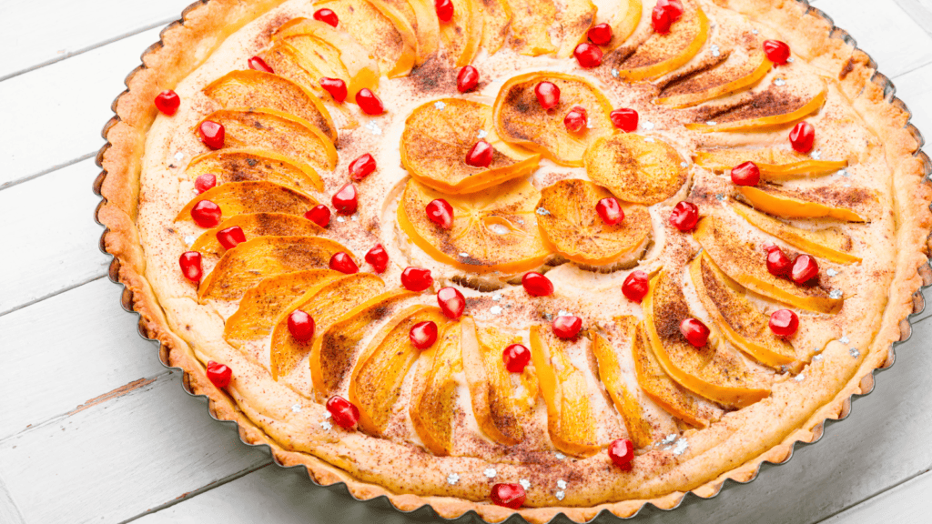 Vegan gluten free raw persimmon tart