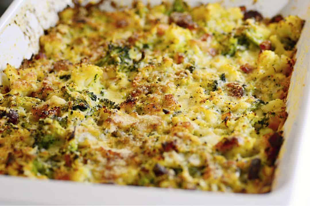 Cauliflower and broccoli bake