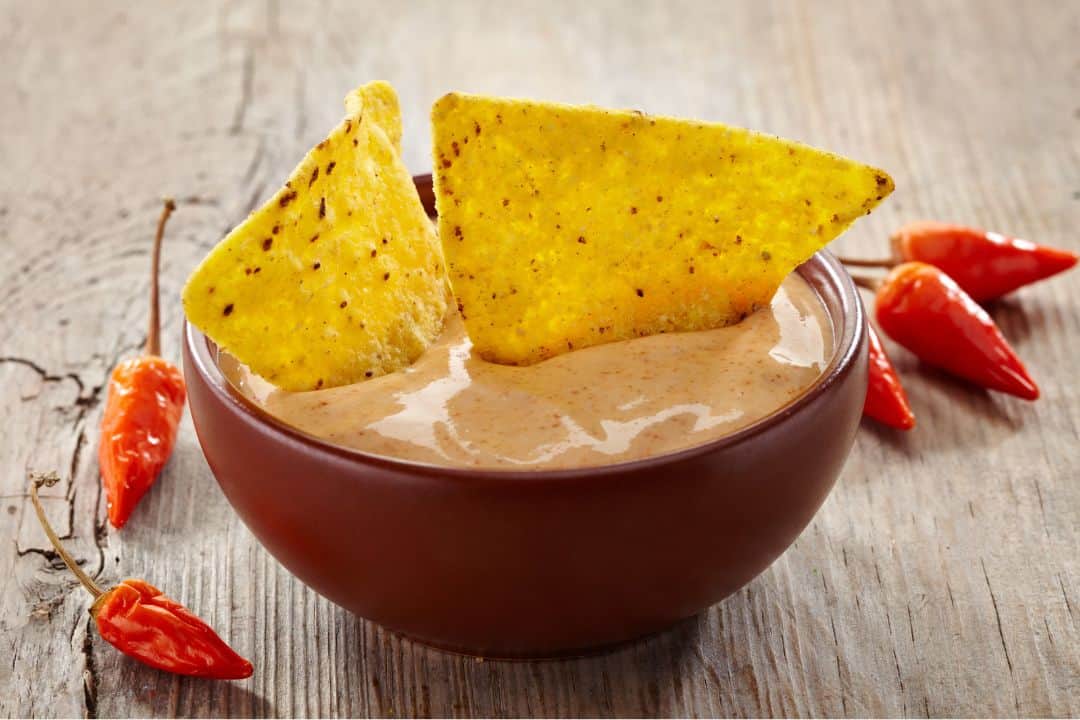 Queso dip with chips