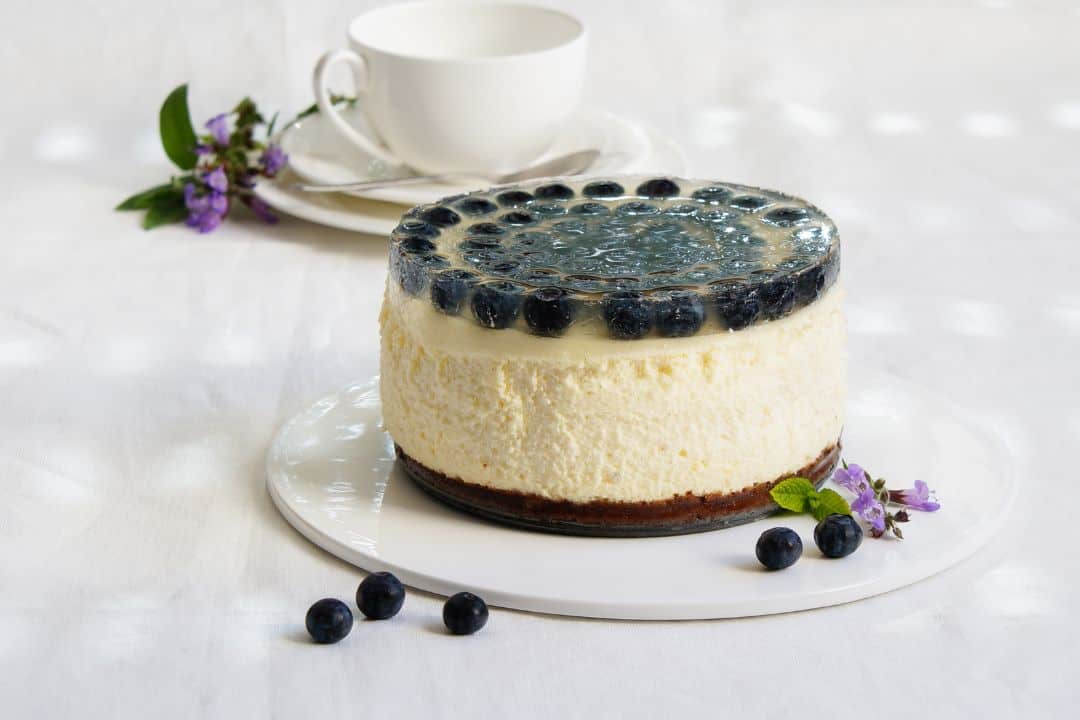 Lemon and blueberry cheesecake