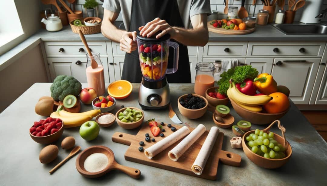 Making vegan fruit roll-ups in a kitchen