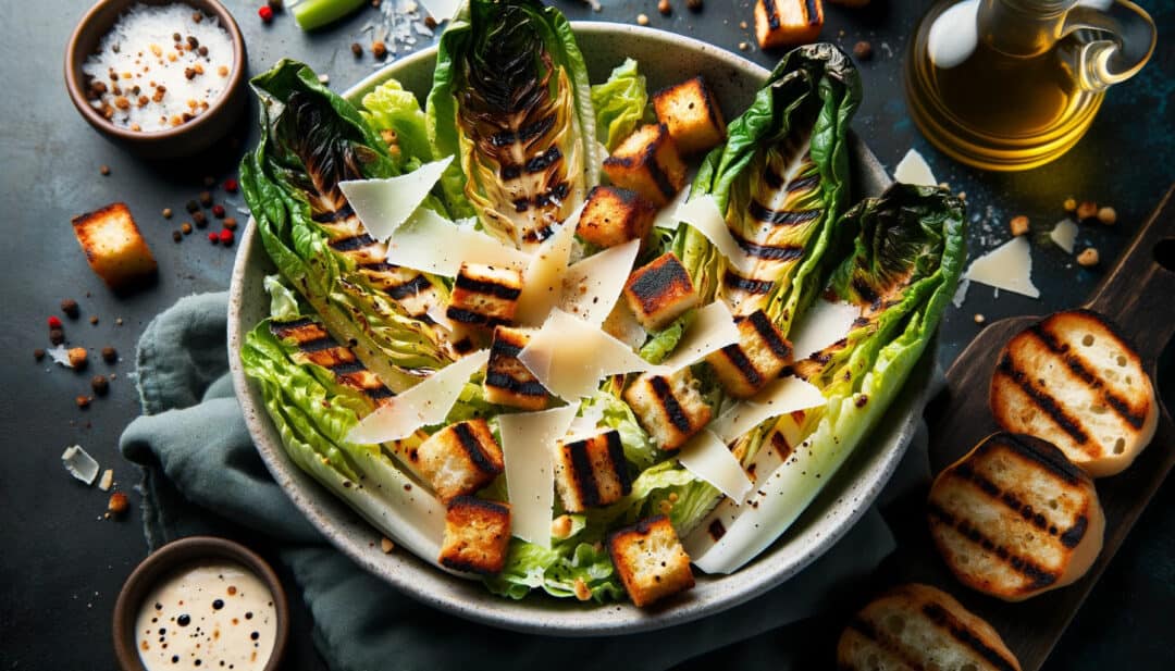 Grilled caesar salad: with charred romaine lettuce