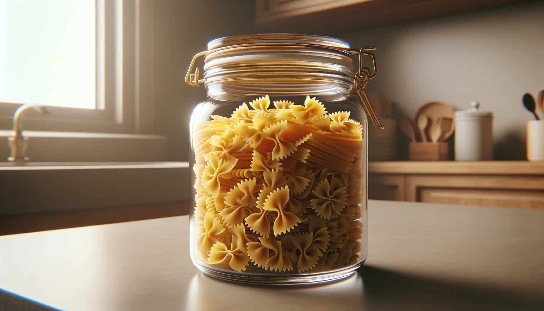 Dried pasta in glass jar