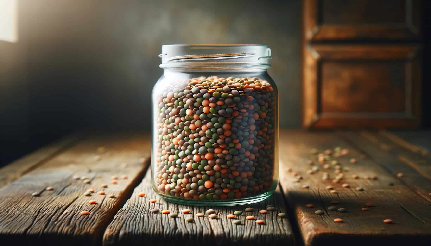 Lentils in glass jar