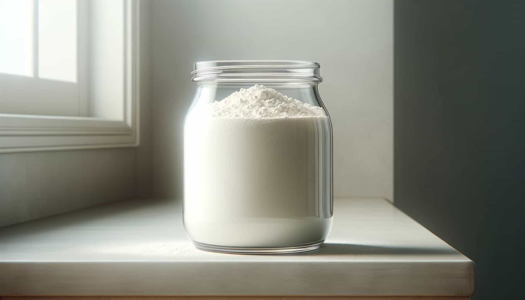 Powdered milk, in glass jar
