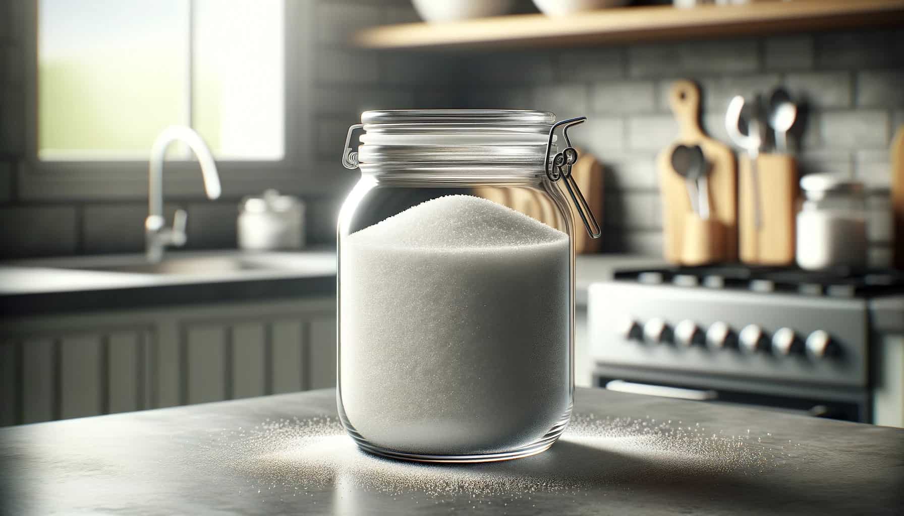 Sugar in glass jar