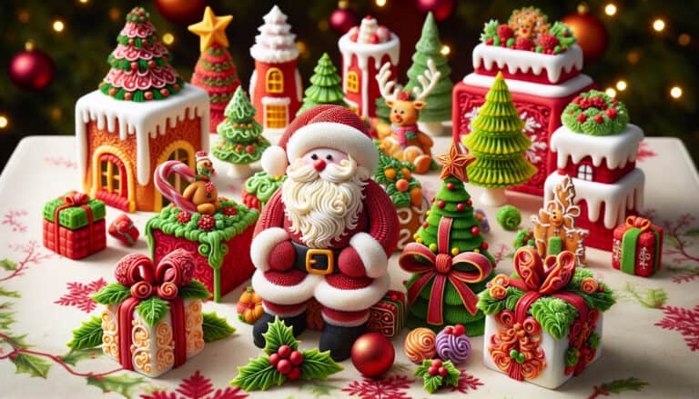 Edible christmas icing decorations with santa toppers