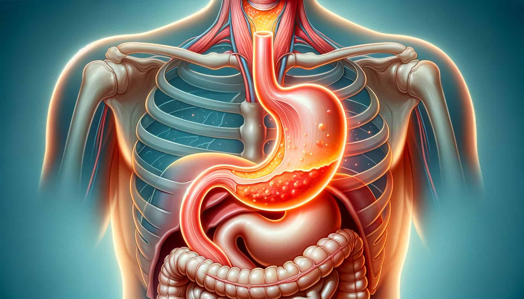 Depicting acid reflux, in a clear and educational manner. Jpg