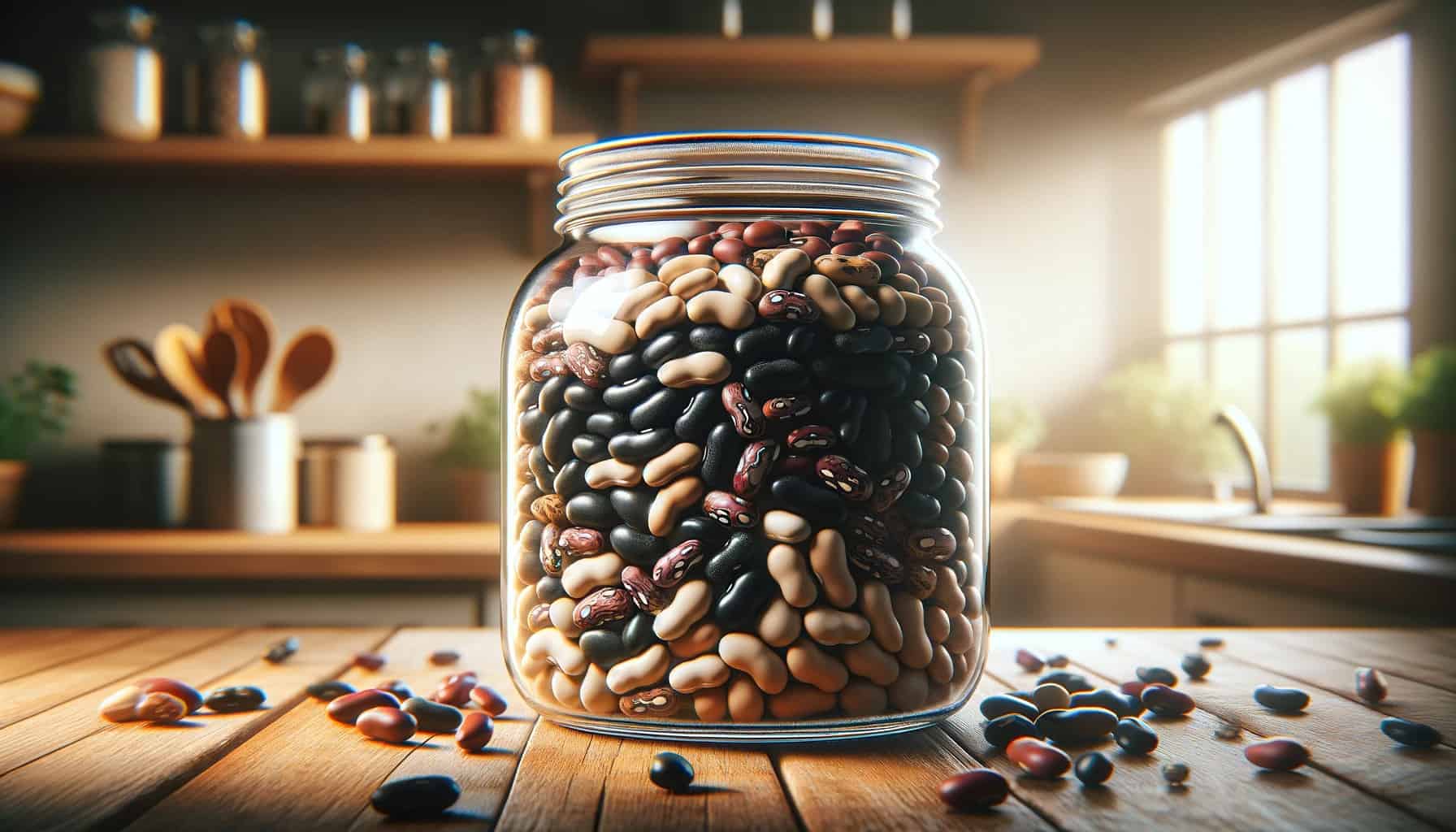 Dry beans in a glass jar