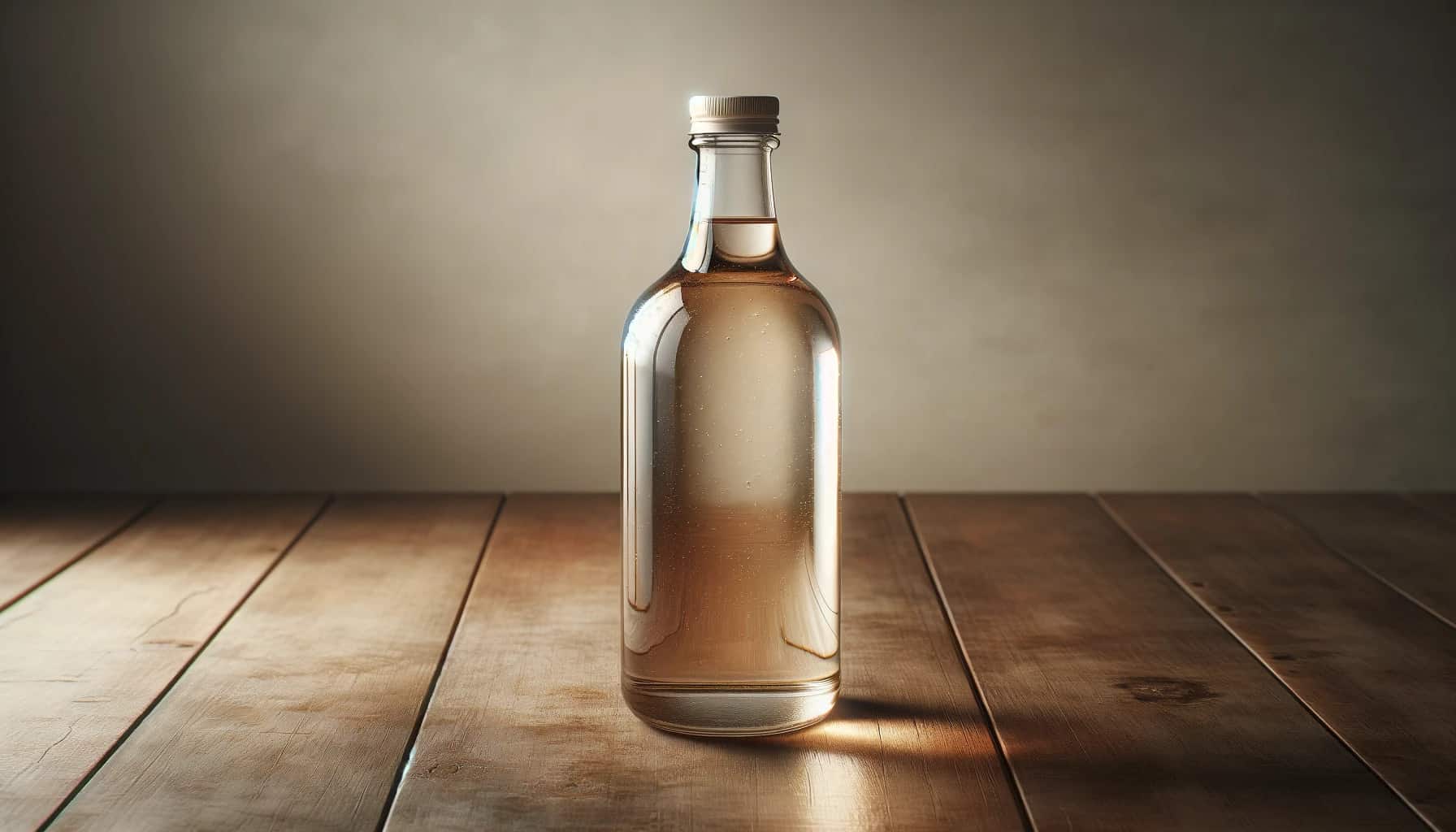 Vinegar in a clear glass bottle