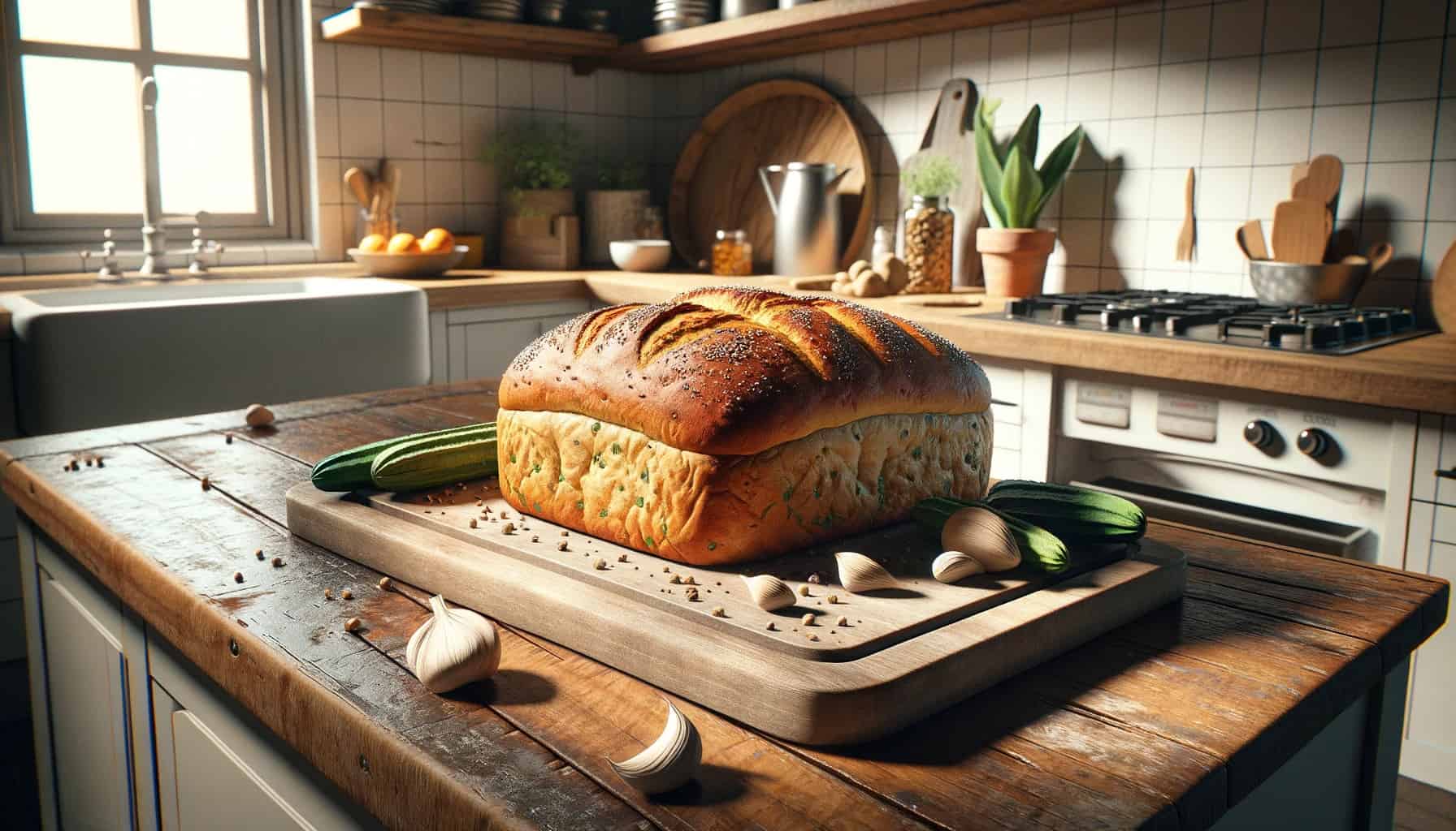 Vegan bread on a kitchen bench